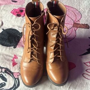 Tommy Hilfiger Cognac Lace-Up Ankle Boots